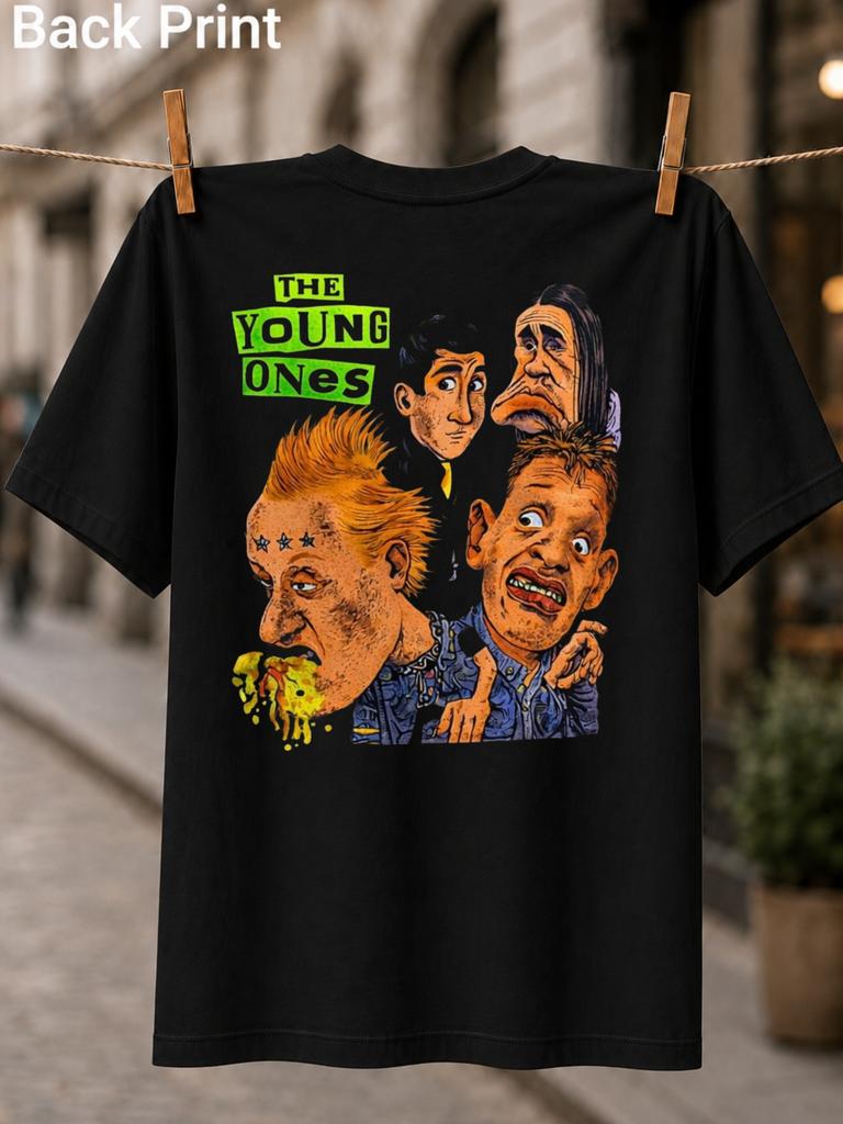 Unisex Tshirt The Young Ones Cast Tshirt Rebellious Punk Comedy Group Caricature With Chaotic 1980s British Sitcom Nostalgia