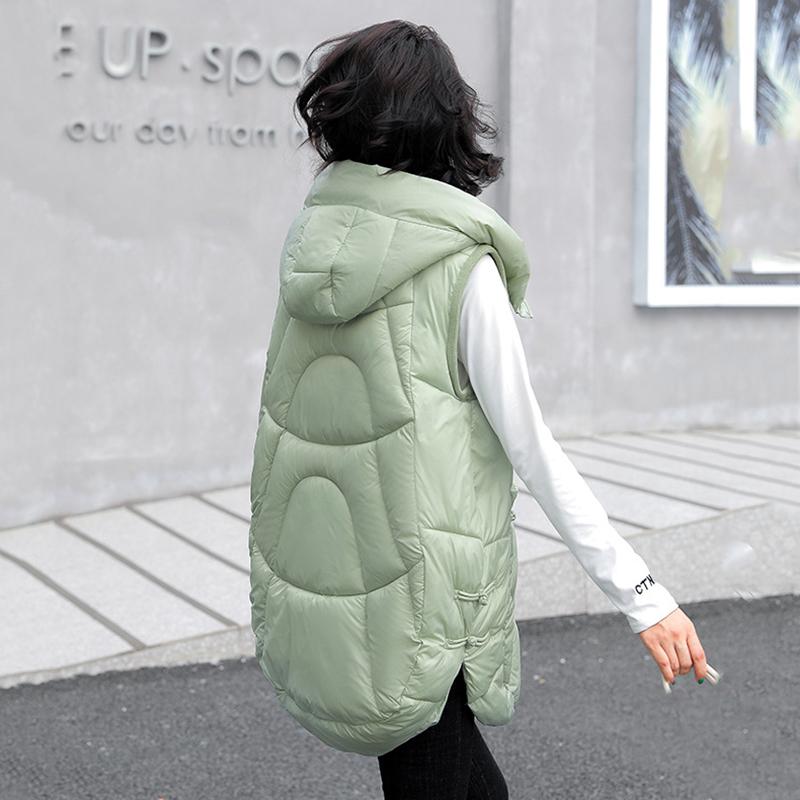 Women Autumn Winter Outwear Thicken Waistcoat Cotton Padded Hooded Sleeveless Jacket Coat Vest