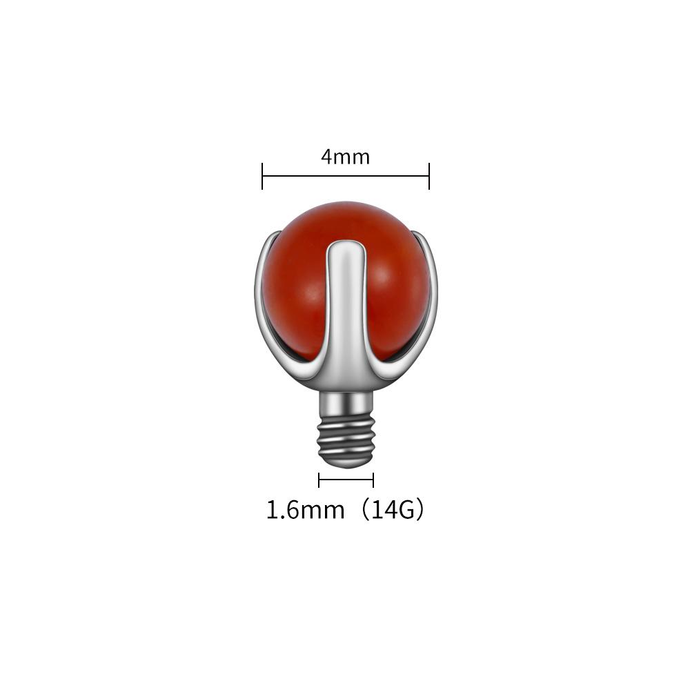 Right Grand ASTM F136 Titanium Internally Threaded Natural Stone Top for 14G 16G Labret Lip Stud Nipple Piercing Body Jewelry