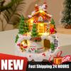 6.3inch Christmas Music Box Illuminated Music Resin House Ornament Christmas Figurines Rotating Winter Scene Home Tabletop Decor