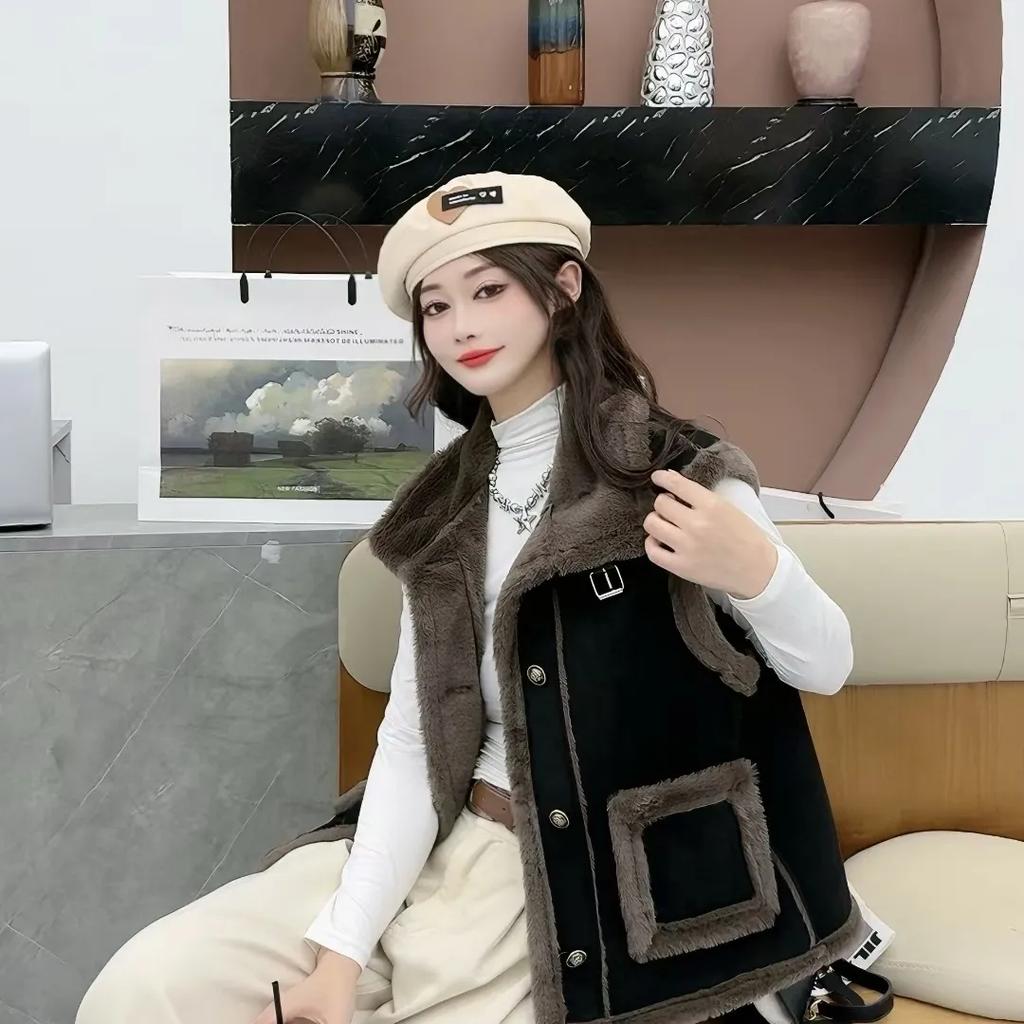Искусственная овечья шерсть Жилет Женский Осенне-зимняя мода Теплый жилет Жилет Жилет Куртка