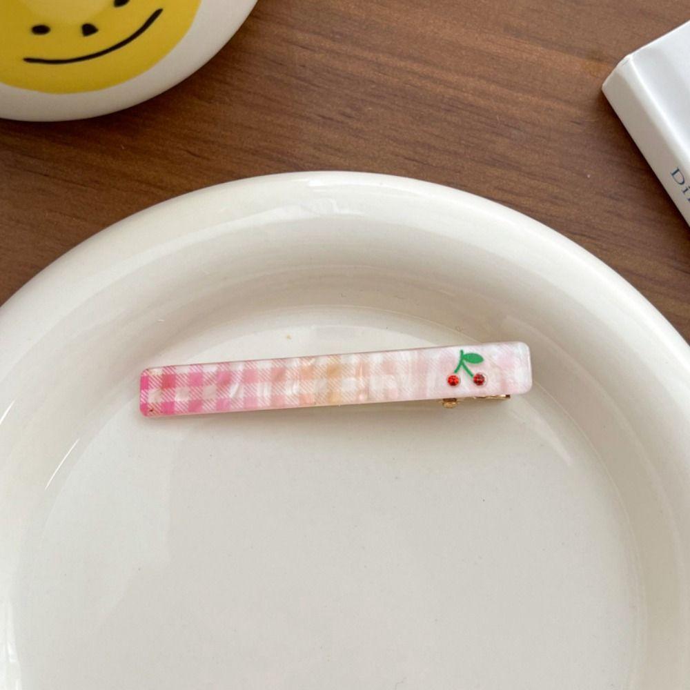 Шахматная фруктовая челка клипса Простые заколки для макияжа Креативная заколка для волос Вишня Женская