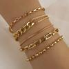 5pcs Vintage Style Link Chain Bracelet Set 14K Gold Plated Alloy Multi Layers Hand Chain Bracelet Set
