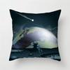 Cartoon Astronaut & Rocket Spaceship Pillow Cover Decor Space Theme Cushion Case for Sofa Bedroom, Galaxy Print  Pillow Cover