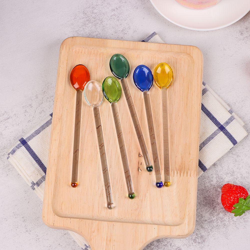 New Colorful Tableware Glass Tea Spoons Coffee Scoops Long Handle