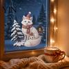 Winter Holiday Decorations Christmas Fox Window Clings, Forest Animal Double-Side Sticker, Decorative Fridge Decals Cute Reusable Static Glass