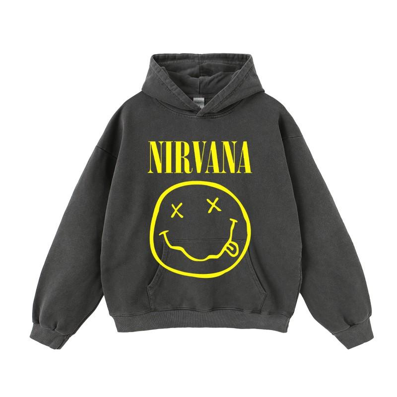 Oversized Rock Band Graphic Hoodie Unisex Washed Cotton Sweatshirt Loose Fit Streetwear