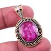 Red Ruby(Simulated) Handmade 925 Sterling Silver Two Tone Pendant 1.50" Q7t57