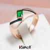 Винтажные кольца Kinel Drak с зеленым цирконом для женщин, розовое золото, черные ювелирные украшения