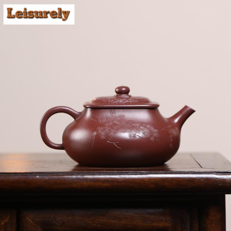 260 мл Винтажный чайник из фиолетовой глины Исин, ручной работы, горшок из соснового дерева, чайник из необработанной руды, фиолетовый глиняный чайник, китайский чайный сервиз «Цзыша», столовые приборы