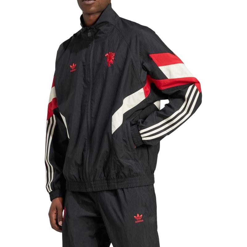 adidas Manchester United Originals Track Top черный/красный мужской уличный стиль IS6525