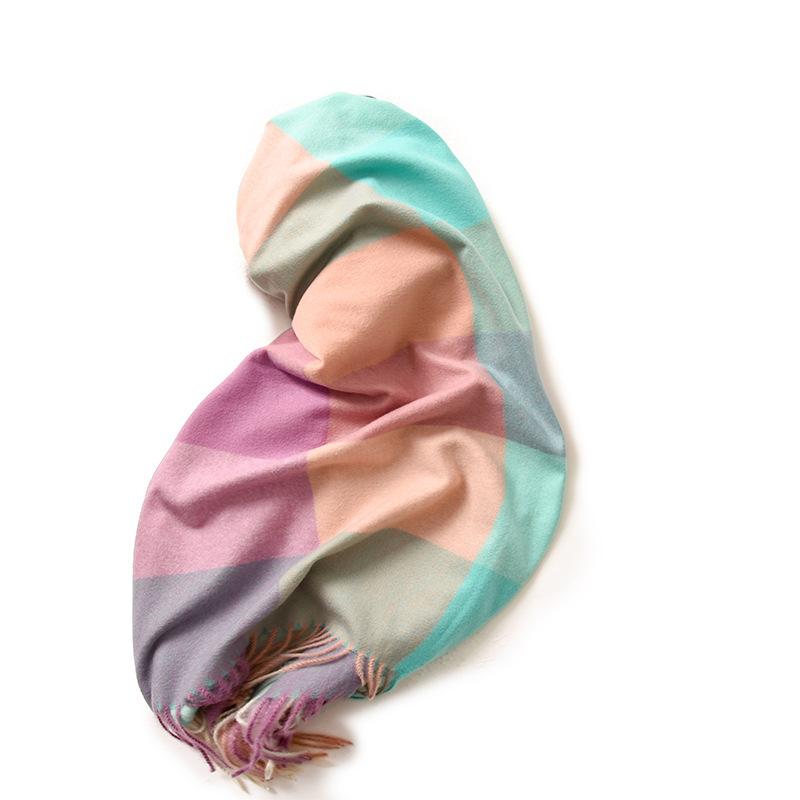 Года Женский Шарф Полосатый Клетчатый Большой Шаль Элегантный Стиль Знаменитости Осенне-Зимний Теплый Шарф Женский Высокий Чувство