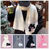 Polyester Scarf Thick Knitted Scarf Cute Shawl  Winter