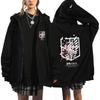 Anime Attack On Titan Printed Zip-Up Hoodie Unisex Casual Sportswear Long Sleeve Sweatshirt