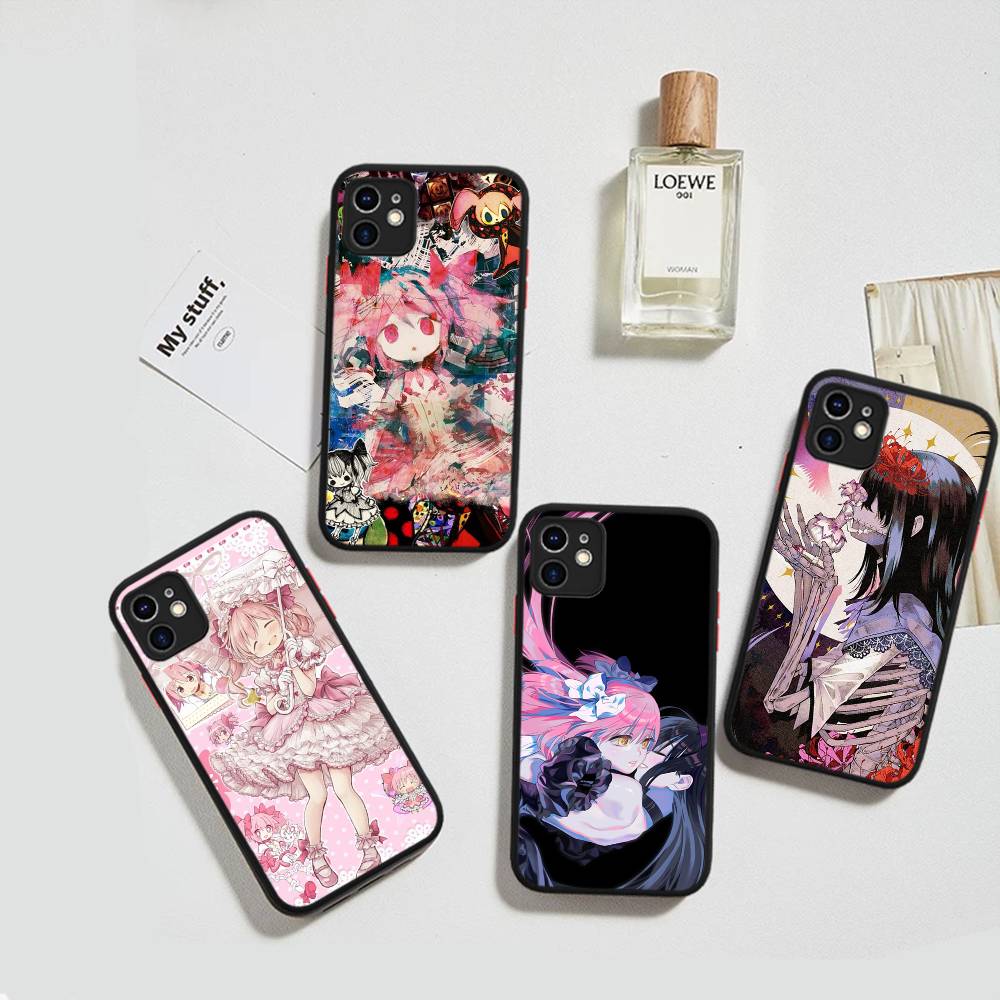 Girl Anime Puella Magi Madoka Magica Phone Cases For IPhone 16 15 14 Plus 13 12 11 Pro Max Matte Oft Bumper Phone Cover