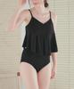 Топ с плиссировкой без косточек и комплект бикини DDXM0557 Женский Средний Черный