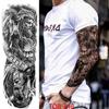 1 PC 480*170MM Full Arm Temporary Tattoo Sticker Sleeve Men Women Fashion Sexy Fake Tattoo Wolf  Lion Tiger Painting Tattoo Skull Angel Tattoo