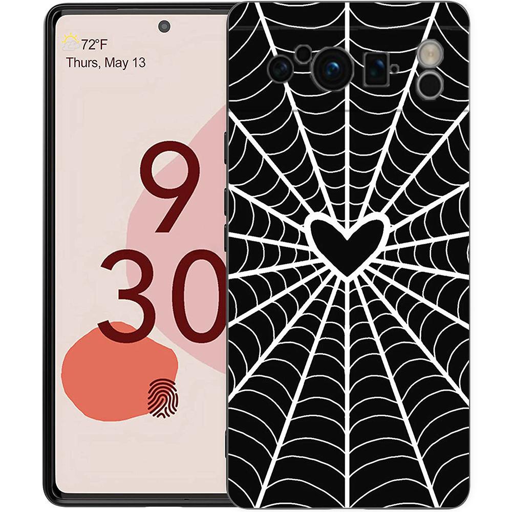 Чехол для телефона Google Pixel 10 Pro Pixel 9 Pro XL TPU Чехол Pixel 8 Pro 9A 8A 7A 7 6A 6 Pro Мягкая обложка Черная Паутина