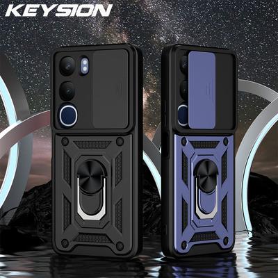 KEYSION Противоударный чехол для VIVO V40 SE 80W V40 Lite Slide Camera Защитное кольцо Подставка для телефона Задняя крышка для VIVO Y200 5G Y19S