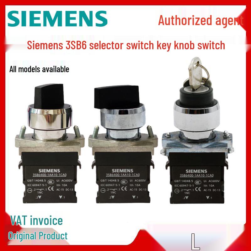Siemens Metal Rotary Pushbutton Switch Models: 3SB6130-2AL10-1NA0, 3SB6160-2BA10-1BA0
