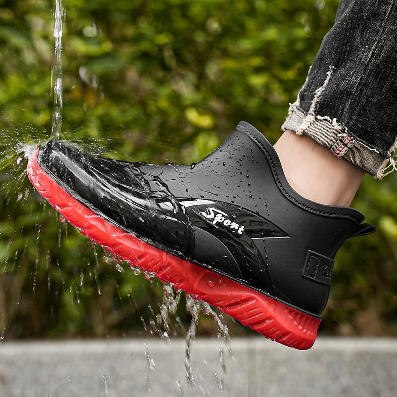 Men Work Chef Shoes Waterproof Oil-proof Kitchen Work Cook Boots Non-slip Ankle Rain Boots Man Hotel Restaurant Safety Footwear