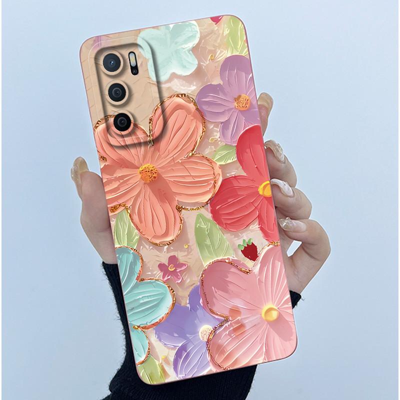 Чехол для OPPO A16 Чехол для Oppo A16s A54s Модный Простой Цветок Мягкий Жидкий Силикон Ударопрочный Чехол Oppo CPH2269 CPH2271 Funda