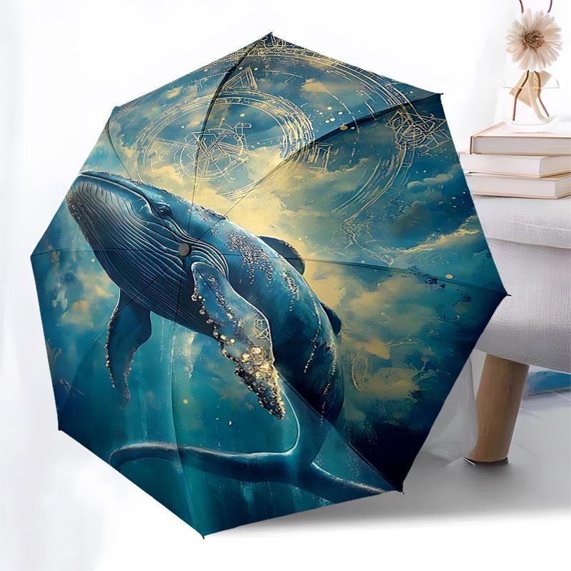 1pc Whale Dreamcatcher Automatic Opening/Closing Umbrella, Portable Folding Design, Iron Frame Outdoor, Unique Festival Gift for Fans & Travelers.V096