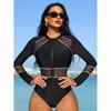New One Piece Swimsuit Women Mesh Splicing Swimwear Slim Fit Bikinis Sporty Summer Swimsuits For Womens