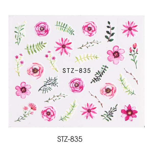 Водная наклейка для ногтей и наклейка с цветком, листом, деревом, зеленый простой летний слайдер для маникюра, дизайн ногтей, водяные знаки, советы