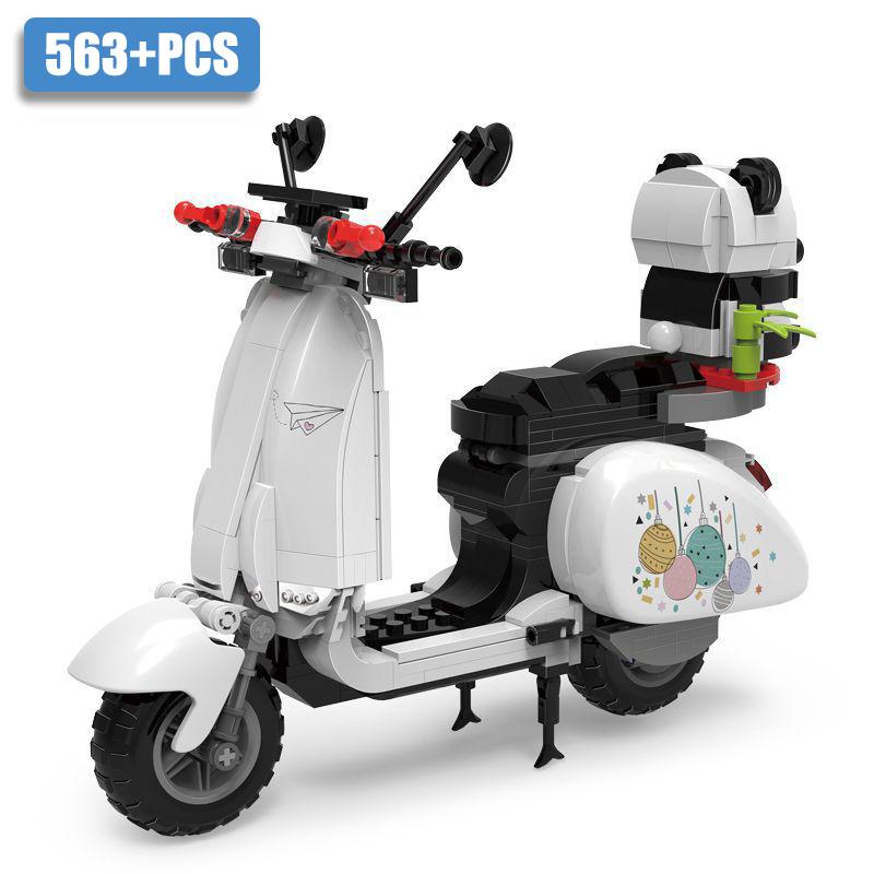 MOC Creative Roman Holiday Vespa Famous Motorcycle Building Blocks City Technical Mini Racing Car Bricks Toys Gift For Children