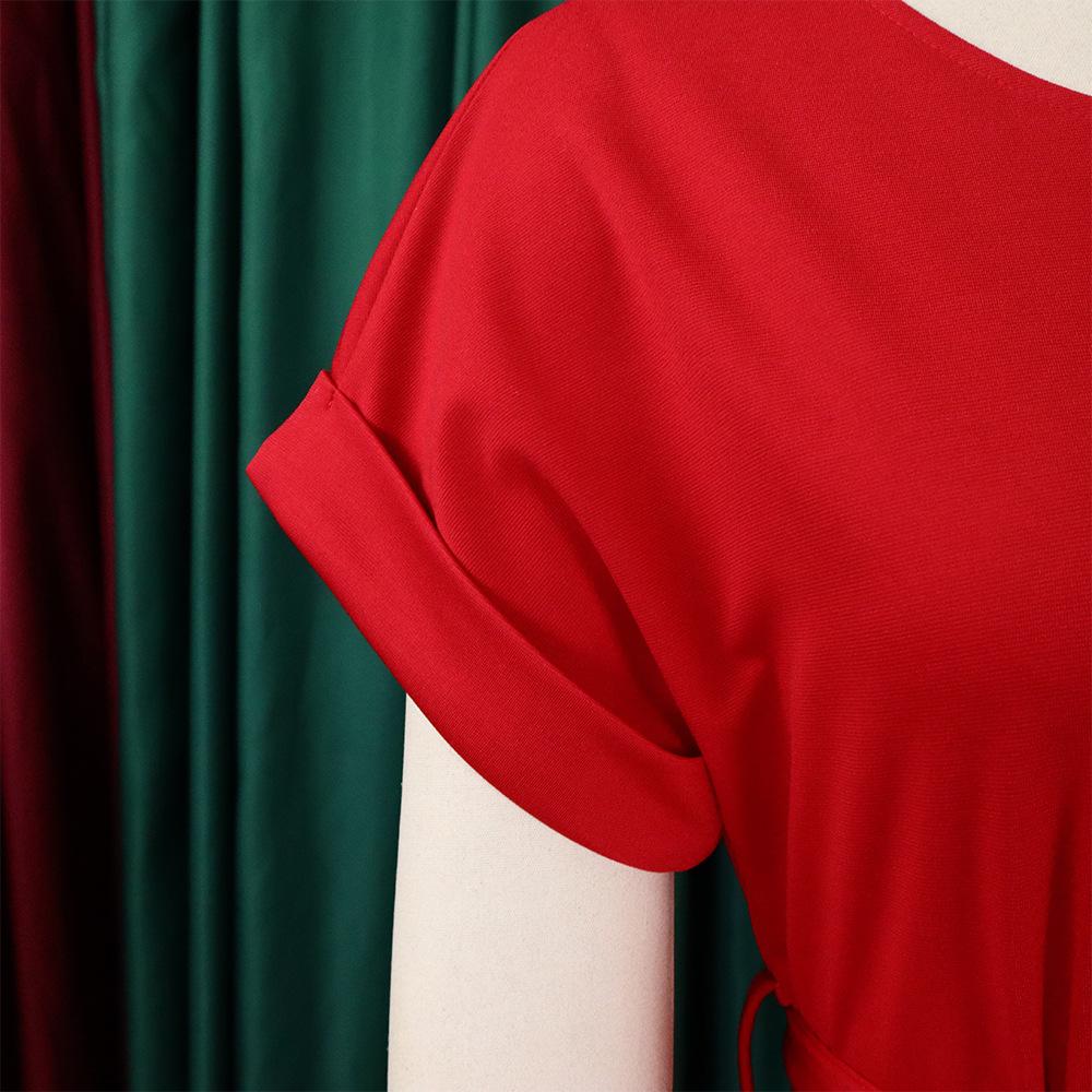 Plus Size Summer Women's Solid Color Tie Short Sleeve Top High Waist Wide Leg Pants Fashion Casual Set