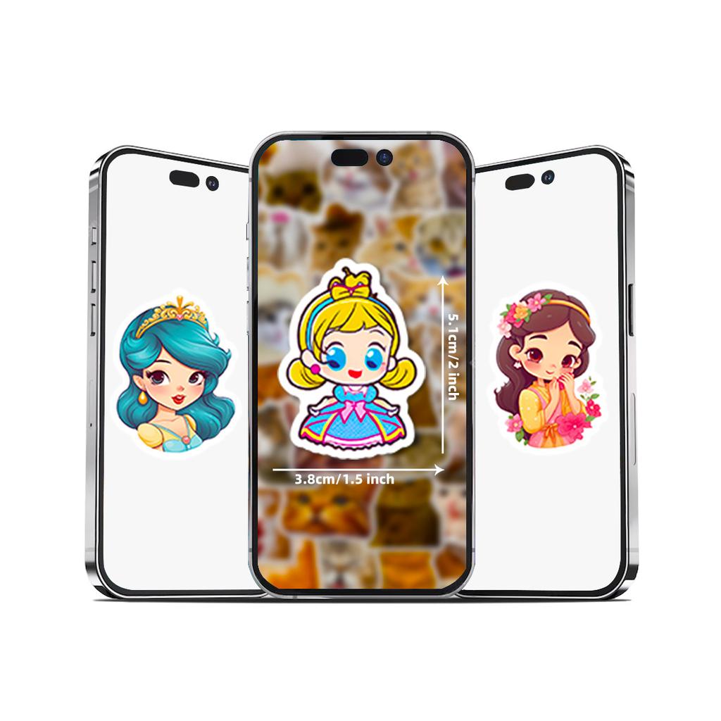 50 Cartoon Cute Princess Children's Stickers Ins Creative Waterproof Stickers Pack DIY Water Cup Computer Ipad