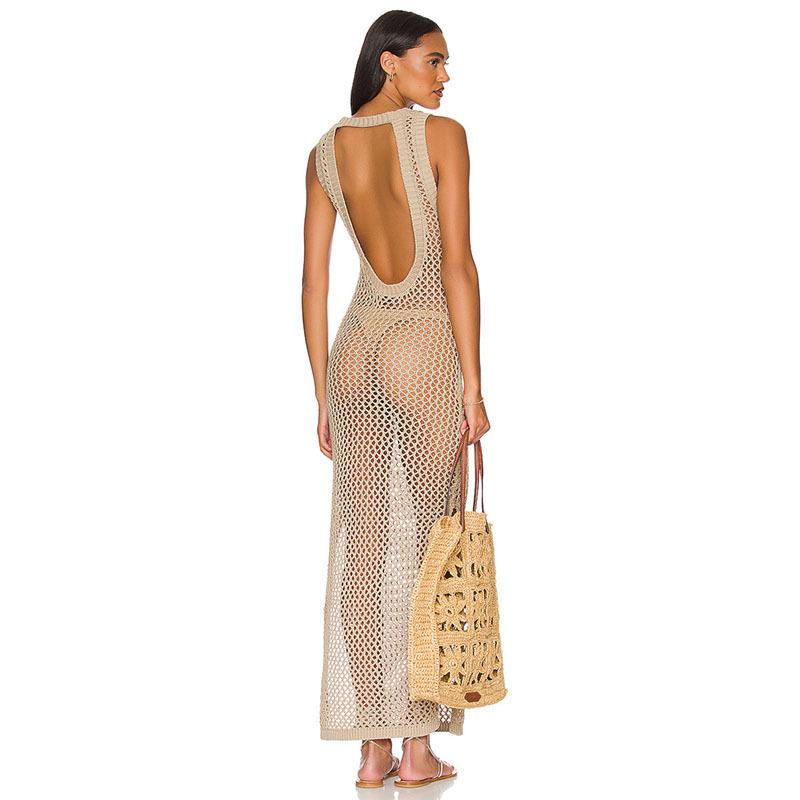 Летняя женская сексуальная открытая спина пляжная накидка на морское побережье длинное платье бикини накидка