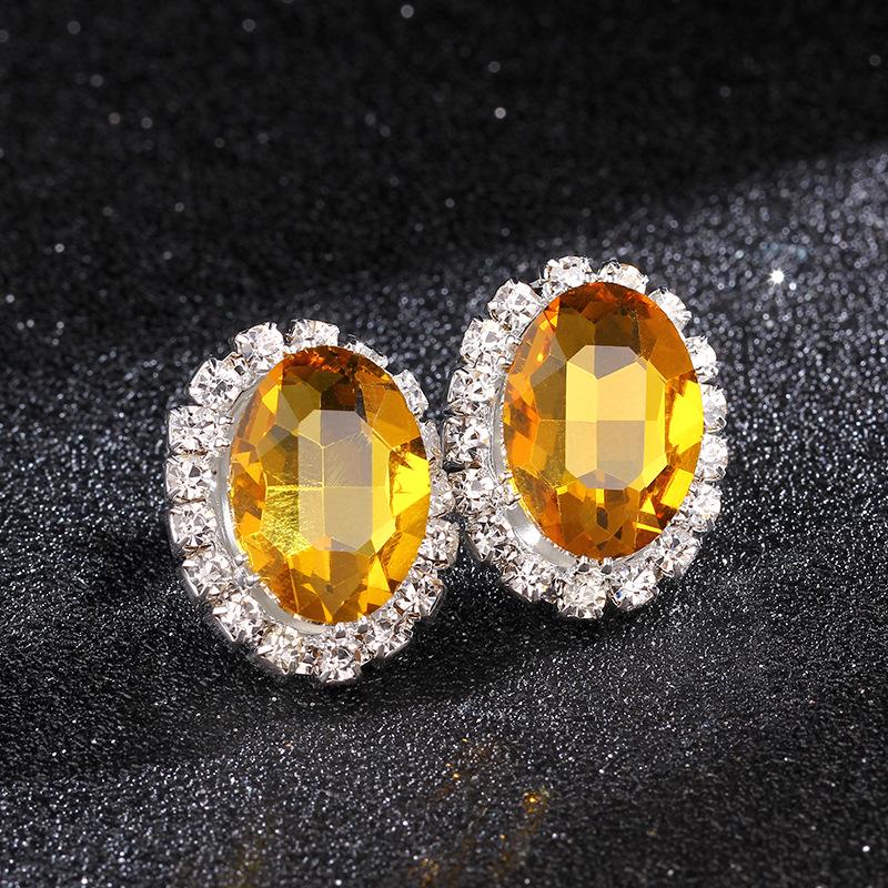 Oval Rhinestone Earrings for Women's High-grade Luxury Sparkling Crystal Earrings Earrings