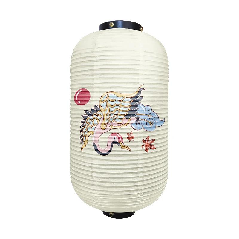 Chinese Traditional Crane Pattern Lantern Beautiful Ukiyo-e Style Paper Cuisine Sake Pub Bar Izakaya Restaurant Decor Lantern