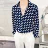 New Spring and Autumn Fashion Premium Feel No Iron Casual Loose Drop Feel Trendy Ice Silk Versatile Men's Printed Shirts