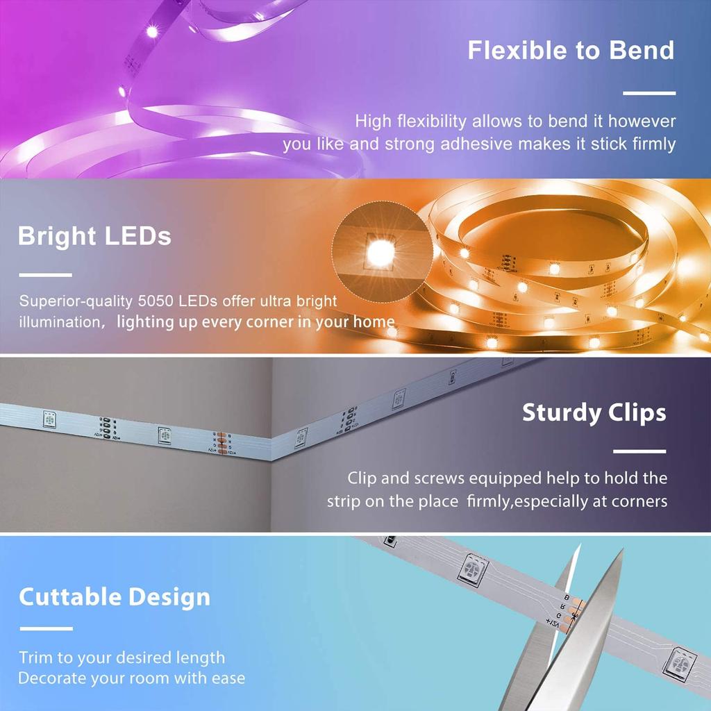 Светодиодные USB-ленты 5050 RGB, 16 цветов, меняющиеся теплые светодиодные ленты с дистанционным управлением для спальни, гостиной, ТВ, кухни, украшения «сделай сам»