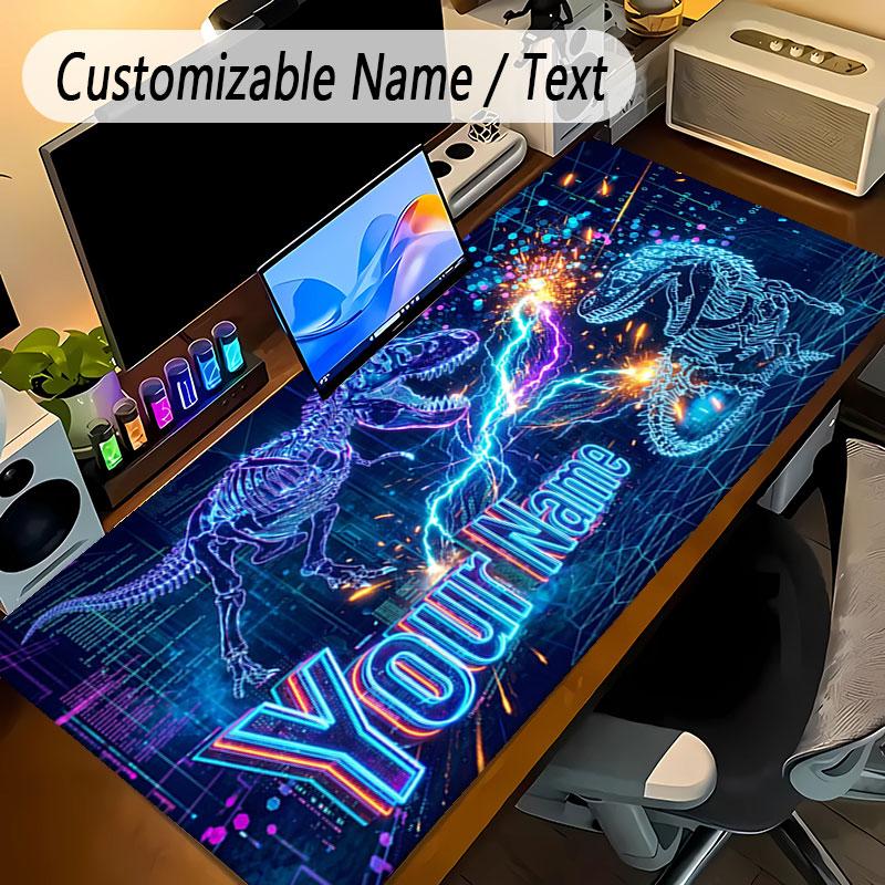 Dinosaur Theme Personalized Mouse Pad Custom Name Text Non Slip Desk Pad For Laptop Office Desktop