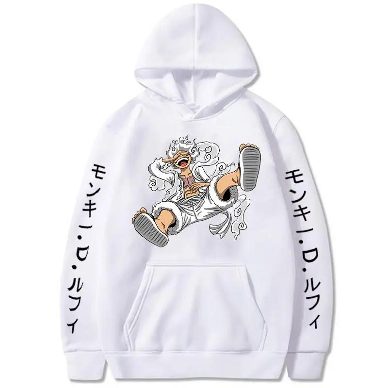 New Anime Printed Hoodies for Men ONE PIECE Gear Fifth Fear Luffy Sun Gold Pullover Hooded Casual Streetwear Unisex Sweatshirts