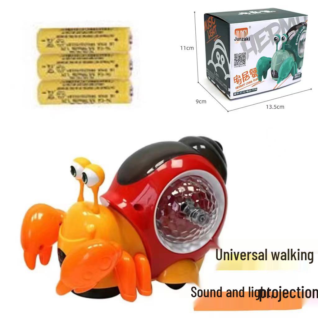 Electric Hermit Crab Toy - Obstacle Avoidance, Music & Light Projection for Kids