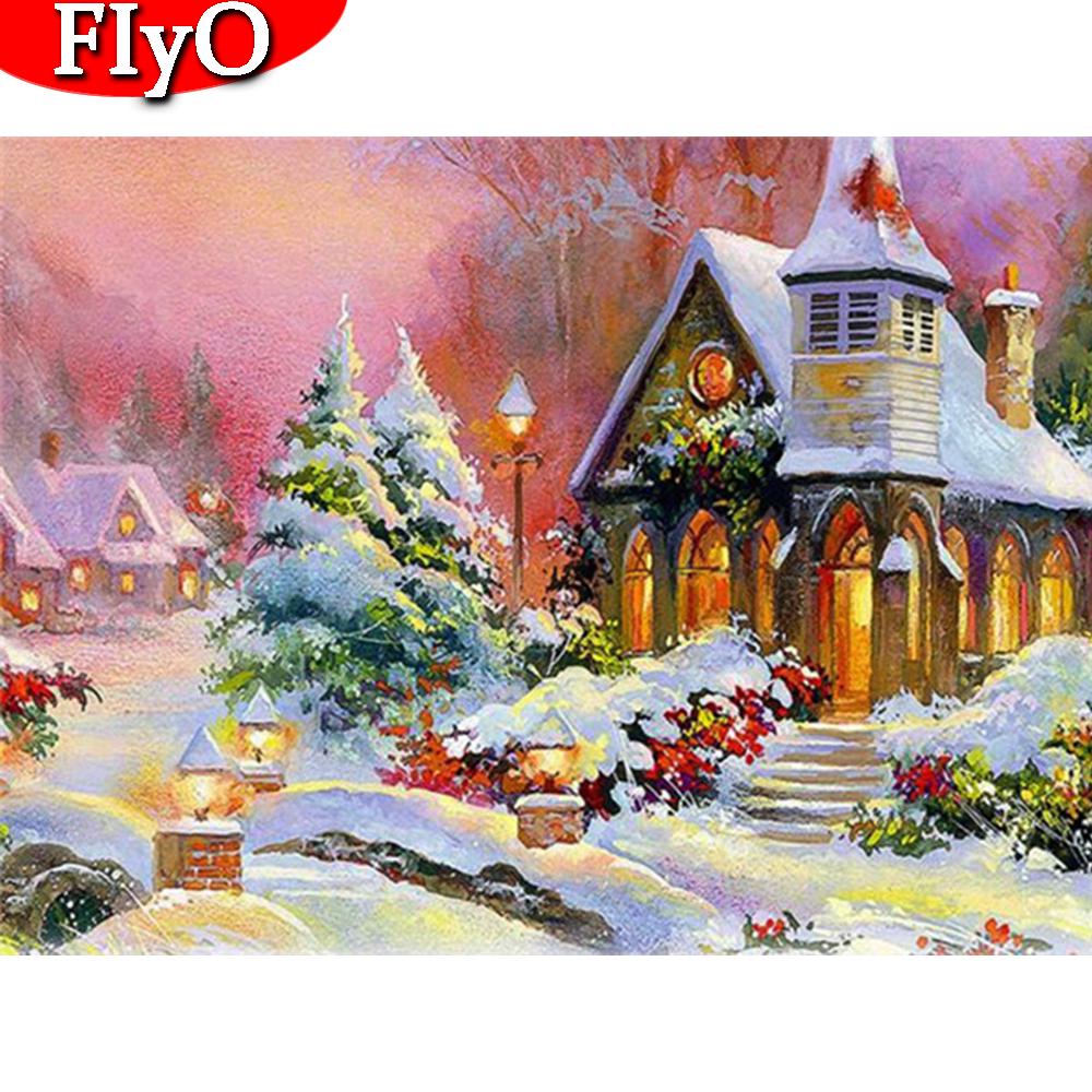 Full Drill Diamond Embroidery House 5D Diamond Painting Landscape Rhinestone Kit Cross Stitch Decor For Home Stickers