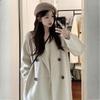 Женская шерстяная верхняя одежда средней длины в корейском стиле, свободное пальто в стиле преппи