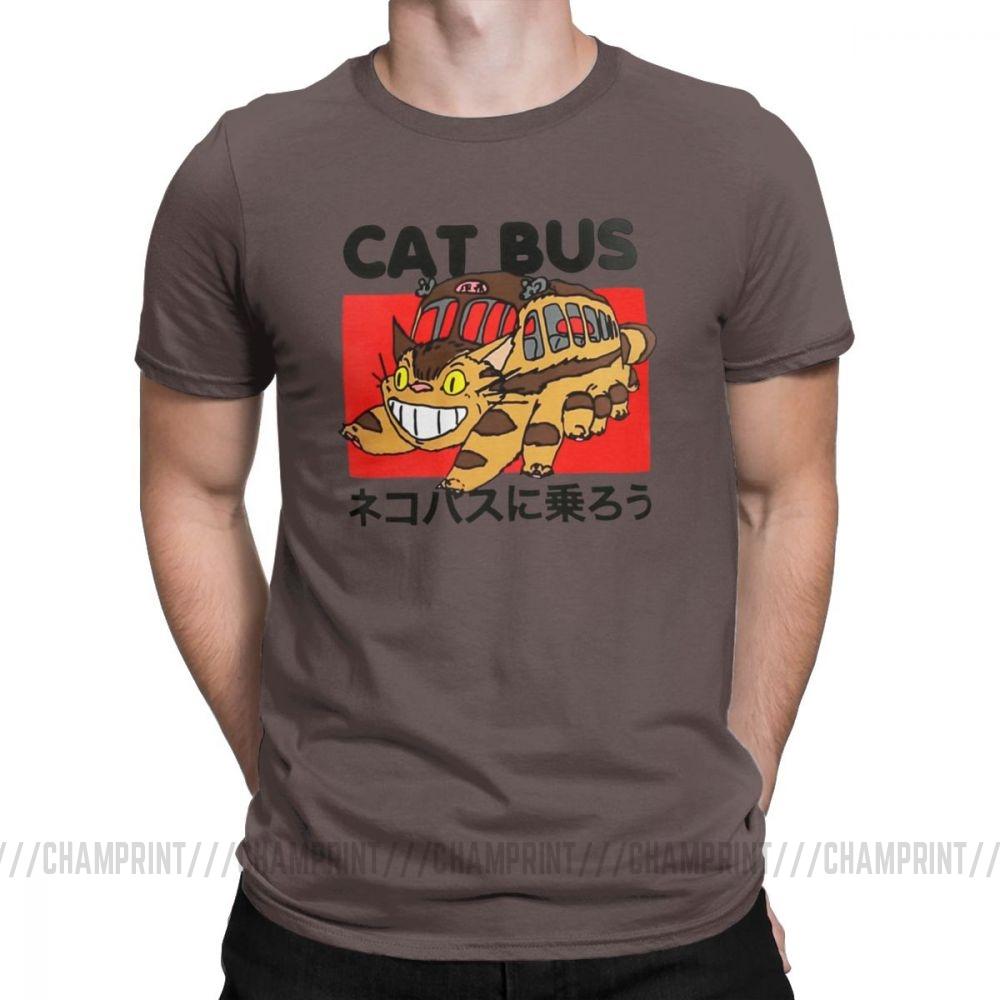 Men S T Shirt Cat Bus Funny Cotton Tee Shirt Short Sleeve My Neighbor Totoro T
