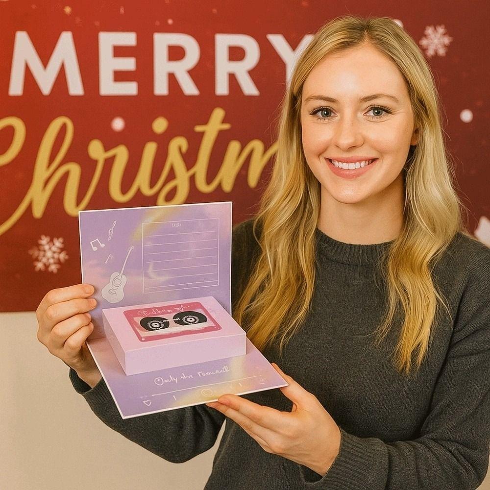 30 Seconds Recorder Greetings Card Button Batteries ABS Phonograph Blessing Card 3D Paper Magnetic Christmas Recording Box