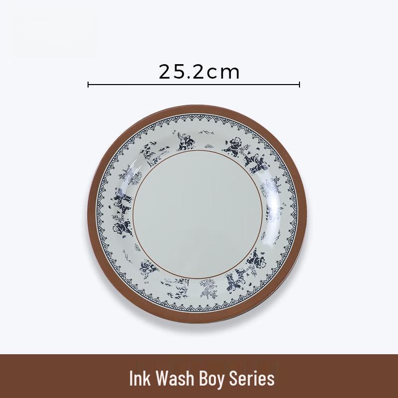 Wuhe 'Rhythm of Lotus' Blue Peony 10-inch Melamine Plate