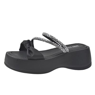 Красивые тапочки женские летние модные и высококлассные новые темпераментные тапочки со стразами на толстой подошве пляжные крутые тапочки