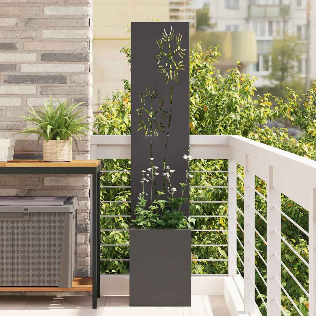 Garden Privacy Screen Canvas Floral Black 32 x 150 cm