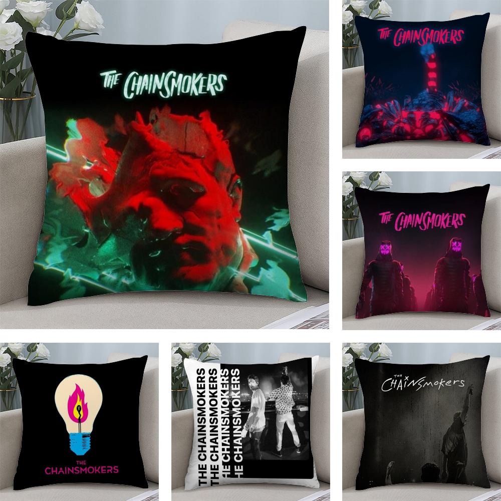 Cool CChainsmokers Cushion Cover Soft Plush Fabric DoubleSided Printed Sofa Cushion Cover for All Seasons Home Decor Gift