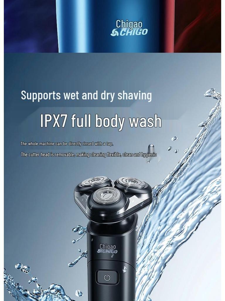 High-Power Men's Rechargeable Electric Shaver: Portable, Washable Magnetic Beard Razor