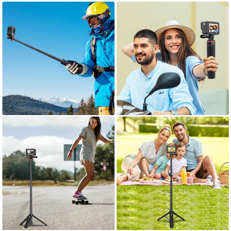 Selfie Stick Tripod Extendable Tripod Stand Handle for GoPro 13 12 11 10 9 8 Insta360 X4 DJI OSMO Action 5 Pro 3 4 Accessories